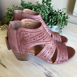 Not Rated laser cut leather booty sandals Sz 7 1/2